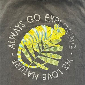 H&M x Angela McKay Black LS Tee - Always Go Exploring Gecko 5/6T